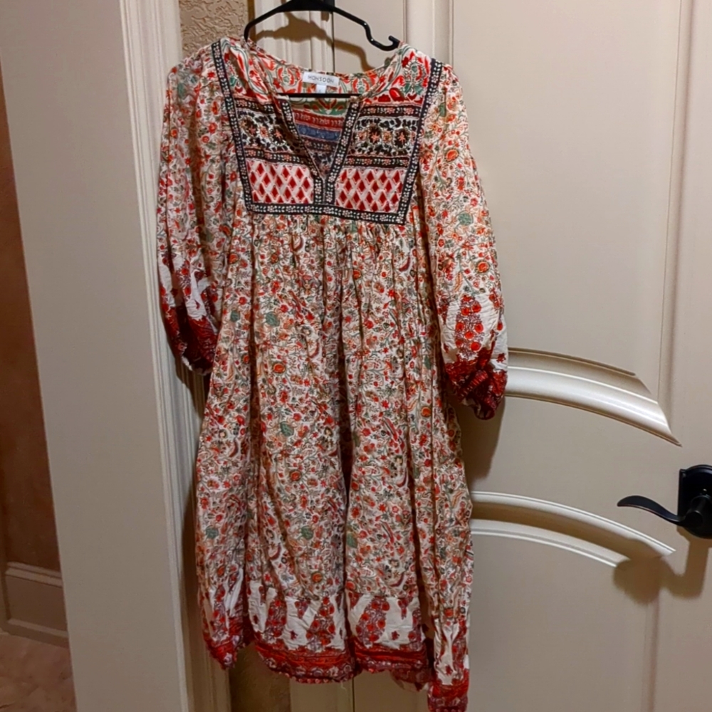 Beautiful boho Monsoon mini dress, lined in the skirt
